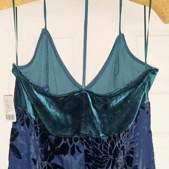 Free People Intimately emerald&navy velour trim maxi slip xs - Picture 6 of 13